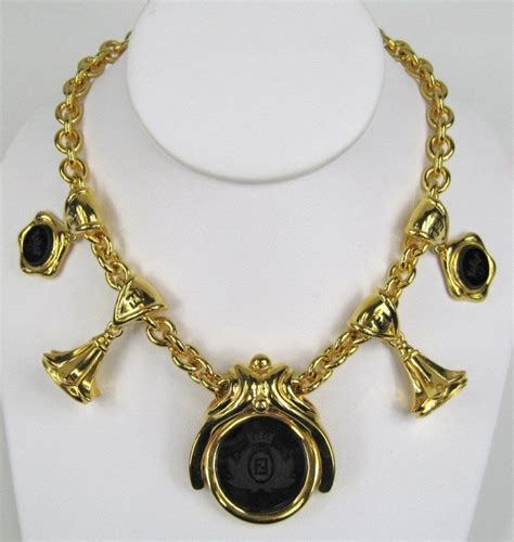 fendi necklace leather|vintage Fendi necklace.